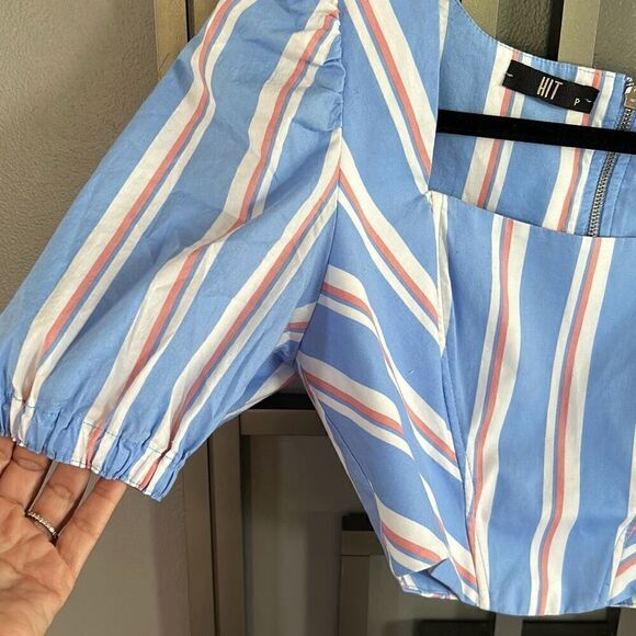 HIT blue and white striped cropped top S - Picture 3 of 4